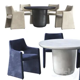 Dining table cb lolaand chair cb foley faux mohair navy